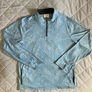 Chubbies Movementum 1/4 Zip Golf Pullover Mens XL Blue Gray Palm Leaf Print